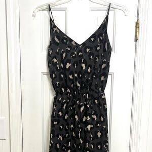 EUC Tyche Gray Black Animal Print Leopard Sleeveless Pantsuit Jumpsuit Size L